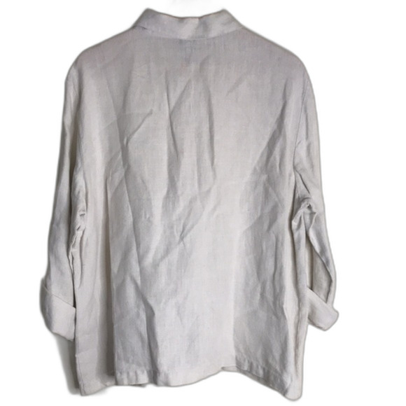 Eileen fisher ladies 100% Irish linen zip up light weight jacket size large - Picture 10 of 10